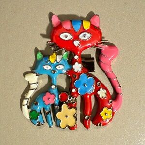 Mint Multicolor Cat Brooch